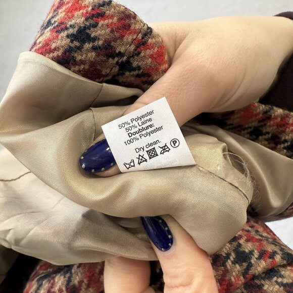 J Crew Blazer Womens 14 Red Plaid Houndstooth Wool Blend Two Button Jacket - Picture 4 of 11